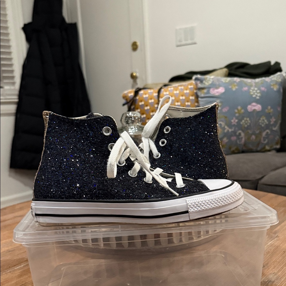 Converse Women’s Glittery Black High-Tops - Picture 5 of 8